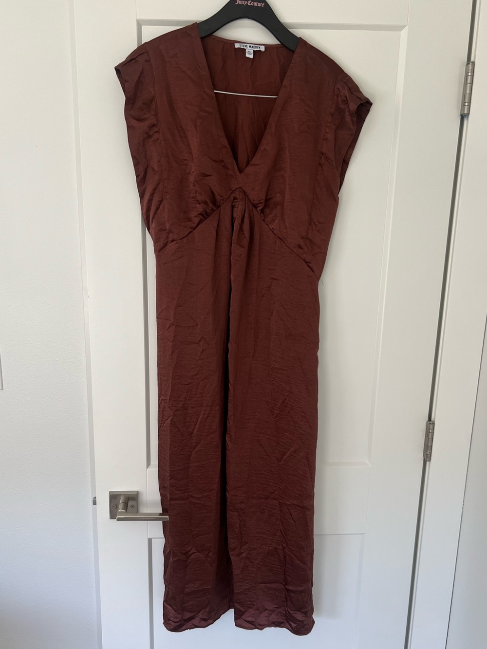 Steve Madden Chocolate Brown V-Neck Midi Dress
